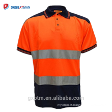 OEM Birdeye de Transferência de Calor de Segurança Uniforme de Segurança Da Marinha Collar Desgaste do Trabalho 2 Tom de Alta Visibilidade Polo Camisa Reflexiva T